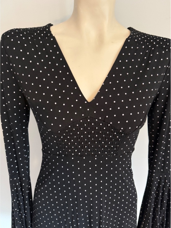 Venus Dresses & Skirts - Venus Black Polka Dot Long Sleeve Dress with Flared Sleeves, Size XS
